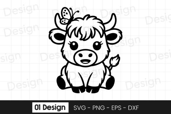 Cute Baby Highland Cow SVG for Graphics and Crafts