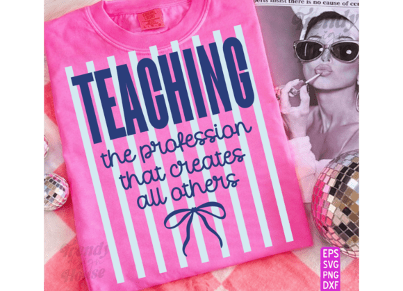 Preppy Striped Teacher Quote PNG Shirt Graphics for Crafts