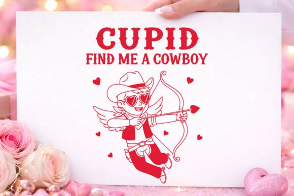 Valentine Cupid Find Me a Cowboy Graphics for Crafts